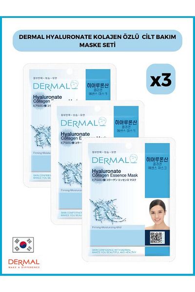 Dermal 23 gr 3 Pieces Hyaluronate Collagen Extract Skin Care mask