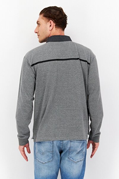 Caterpillar Men Regular Fit Brand Logo Logo Sleeves Polo Shirt, Dark Grey Heather