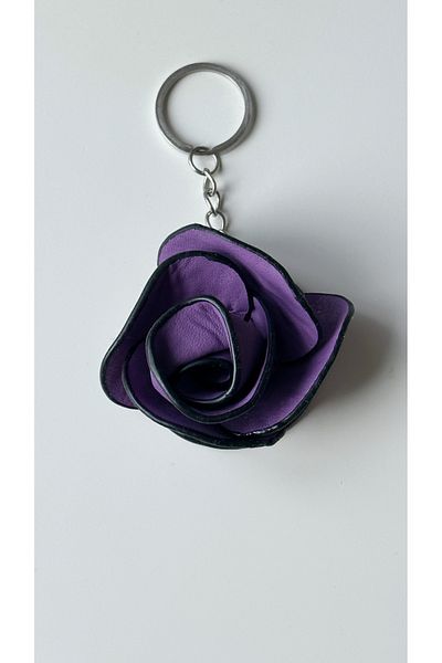 Âlâ Atelier Purple Leather Rose Flower Keychain Bag