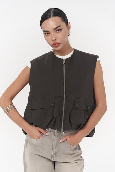 MAİ COLLECTİON Hardy Anthracite Bomber Vest