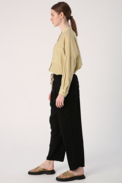 ALLDAY Black Elastic Waist Wide Leg Trousers