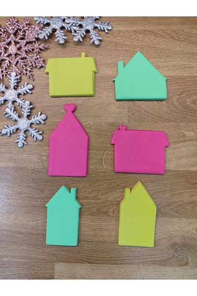 Maflen Christmas New Year Tiny Houses Set of 6 Cookie Cutter and Dough Shaper
