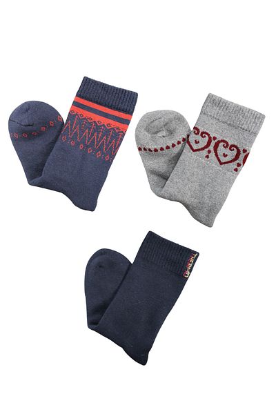 socksbox 3 ζευγάρια γυναικείες πετσέτες χωρίς ραφές χειμερινές κάλτσες με θερμικό σχέδιο/Μαύρο-Μπλε-Γκρι/36-40