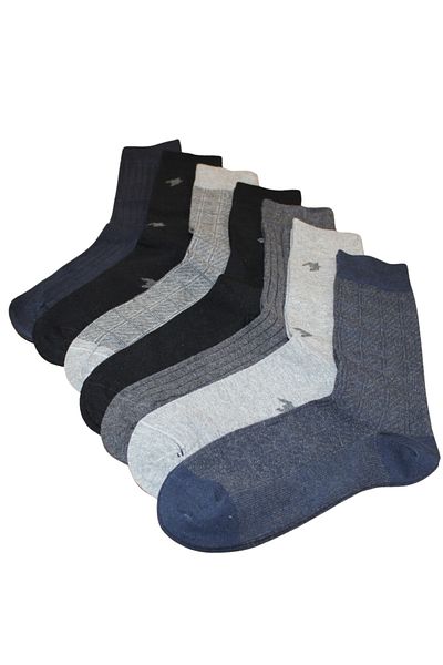 socksbox 7 ζευγάρια ανδρικές κάλτσες χωρίς ραφή 4 εποχών με μικτά σχέδια/Μαύρο-Ναυτικό-Γκρι/41-45