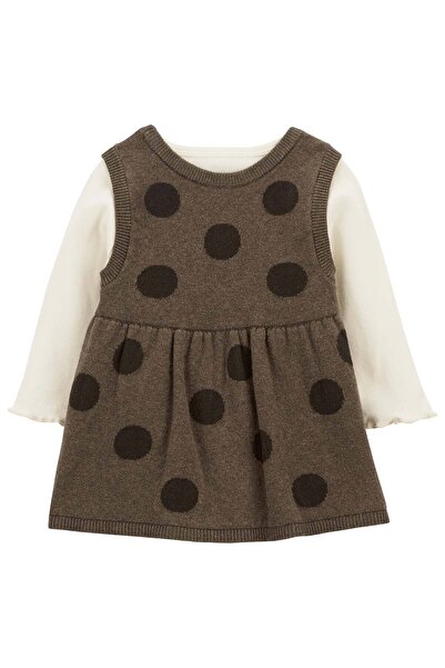 Carter's Brown Baby Girl Salopet Set - 3-Piece