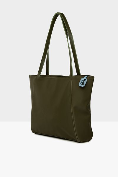 Bagmori Khaki Women's Satin Tote Bag with Piping Detail m 000008533