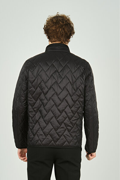 Allegro Чоловічий пальто з прямим коміром, застібкою-блискавкою та кишенями, 4355, чорний