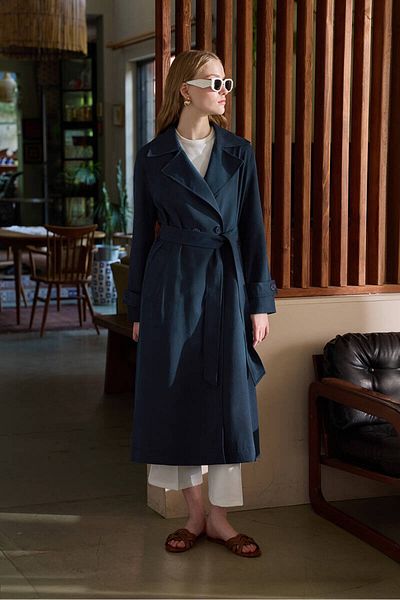 BE BLUE Indigo Lyocell Trenchcot