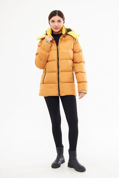 Avones Women's Sleeve Adjustable Inner Pocket Hooded Puffer Jacket with Zipper