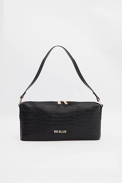 BE BLUE Black Croco Baget Bag