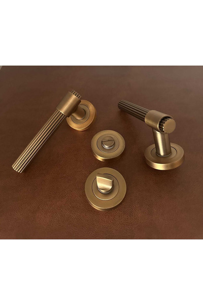 KOLDOOR Erva Handles ZK79 Mat Antik Sarı Rozetli Wc Banyo Kapı Kolu 1 Takım