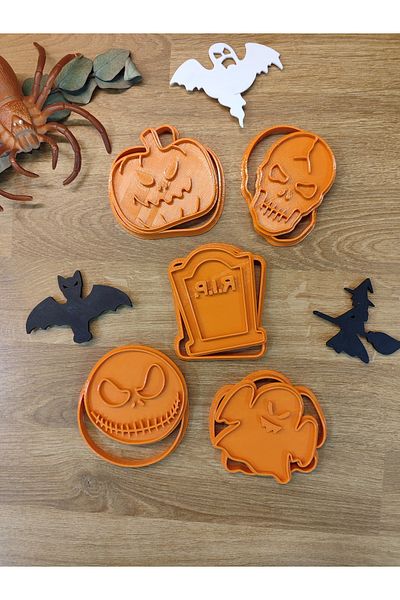 Maflen Halloween Halloween Pumpkin Skull Tombstone Ghost Cookie Mold Set