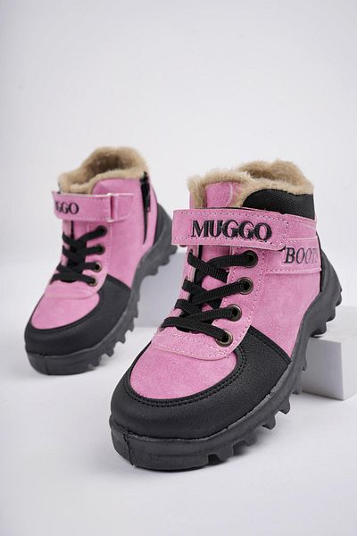 MUGGO Παιδικές μπότες Trudy Guaranteed Cold Resistant Fur Velcro and Lace Up