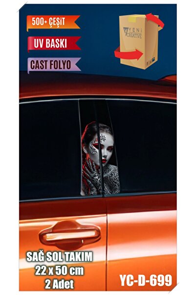 YENİ CREATİVE Araç Kapı Direk Kaplama Folyosu Kadın Desenli (SAĞ SOL TAKIM) (...