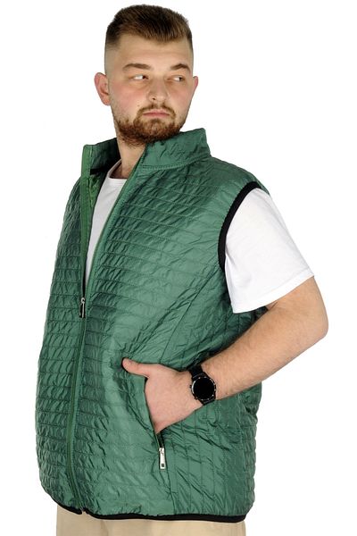 ModeXL Men's Vest - Plus Size, Quilted Collar, Green 22601