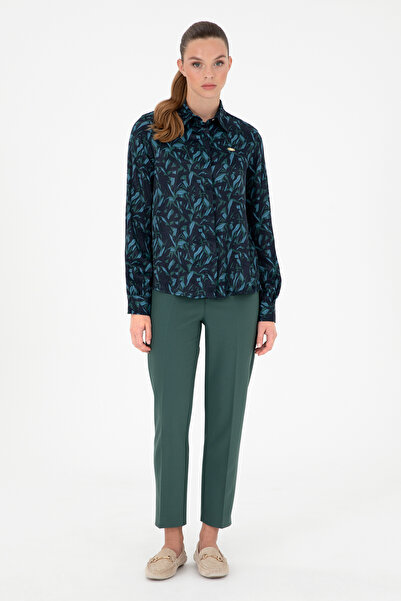 U.S. Polo Assn. Women's Dark Green Canvas Trousers 50290404 -Vr079