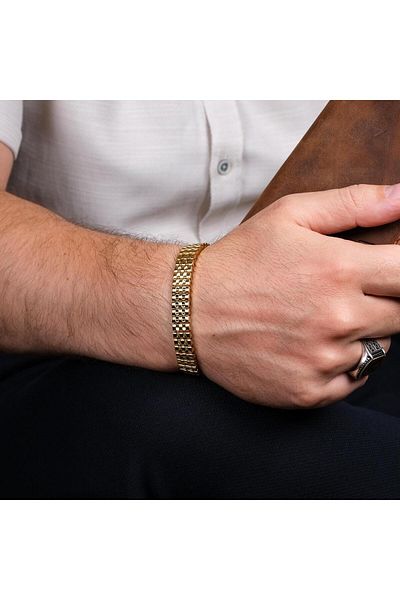 TESBİHCİBABA Style Reflection-Watch Band Model Gold Steel Bracelet