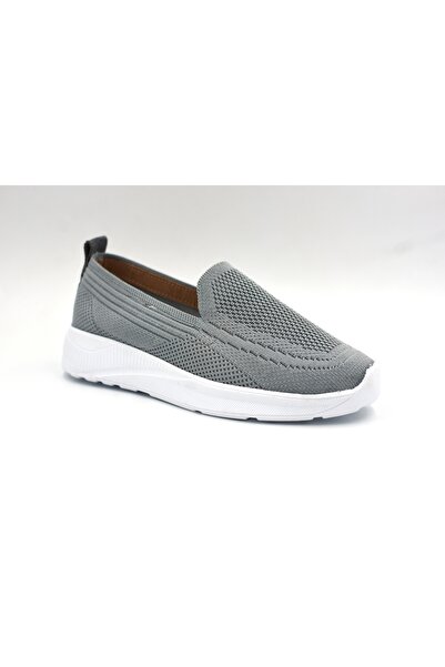 BEYAZ (Filinta Moda) Poli Hafif Taban Dokuma Günlük Kadın Comfort Ayakkabı GRİ
