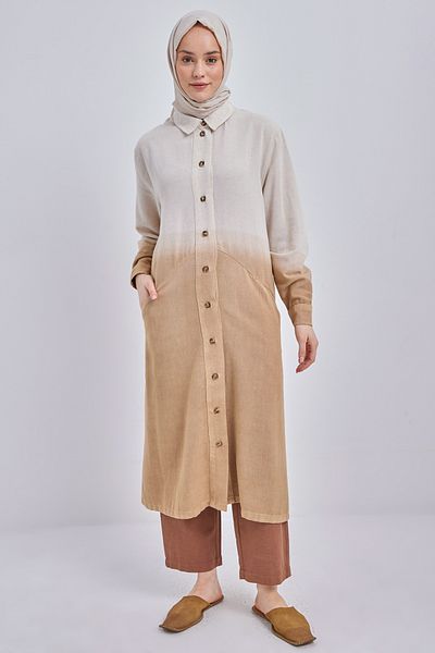 ALLDAY Mink Gradient Linen Shirt Tunic