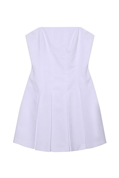 Quzu Rochie mini plisată fără bretele albă