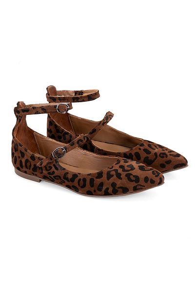 Desa Balerini din piele Mary Jane leopard de damă