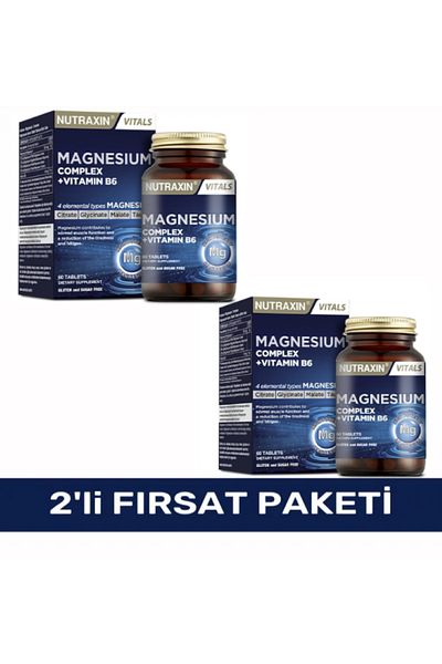 Nutraxin Magnesium Complex 60 Tablets 125 Mg - Bisiginate - Taurate - Malate - Citrate - B6 X 2