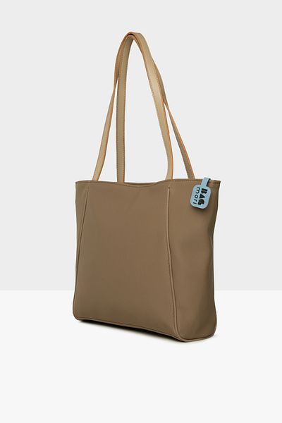 Bagmori Mink Women's Satin Tote Bag with Piping Detail m 000008533