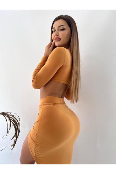 pink life Mustard Sandy Fabric - Buckle Long Sleeve Set of Two