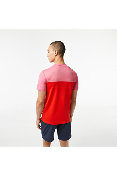 Lacoste Sport X Daniil Medvedev Men's Regular Fit Crew Neck Color Block Red T-Shirt