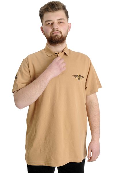ModeXL Ανδρικό μπλουζάκι Mode Xl Large Size Polo Airforce 23337 Beige