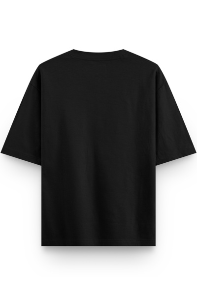 Overoz Чорна оверсайз футболка з принтом для чоловіків та жінок - Keep The Burning 1219