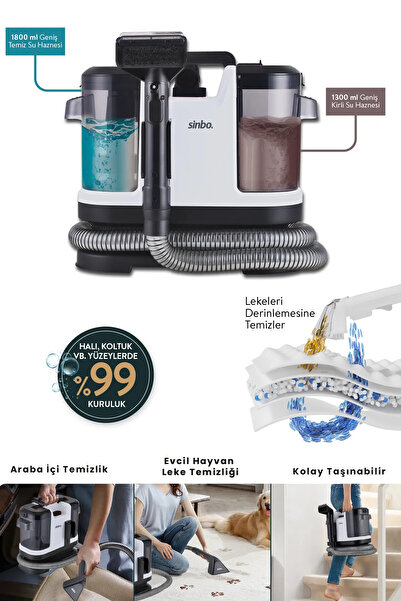 Sinbo SCC-7605 Koltuk Ve Halı Yıkama Makinesi Evcil Hayvan Başlıklı