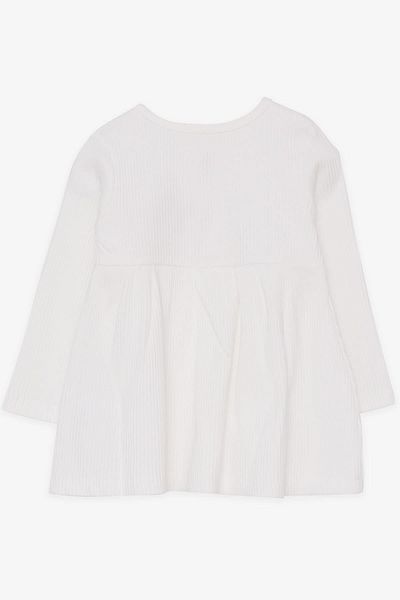 Breeze Girl's Long Sleeve Dress with Fox Embroidery, 1.5-5 Years, Ecru