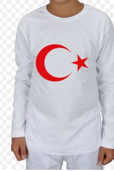 Çiggo Kids Tricou unisex pentru copii din bumbac cu mânecă lungă cu imprimeu Ataturk și steag turcesc