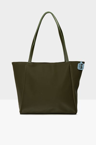 Bagmori Khaki Women's Satin Tote Bag with Piping Detail m 000008533