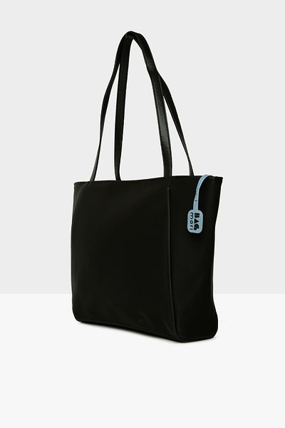 Bagmori Black Women's Satin Tote Bag with Piping Detail m 000008533