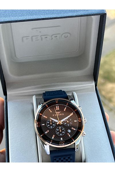 FERRO Silicone Cord Inner Functions Active 30 Mt Water Resistant Men's Wristwatch Efm.31920-E
