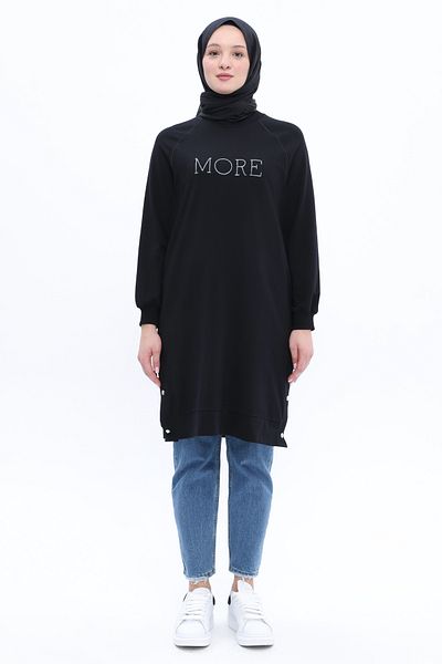 ALLDAY Black Cotton Embroidered Sweat Tunic
