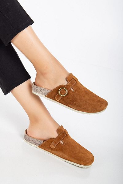 Deriza Sabo Γνήσιο Suede Leather - Παντόφλες Σόλας από φελλό Μαύρισμα