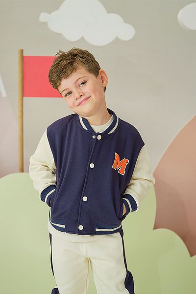 Miny Center Boy's College Patterned Coat