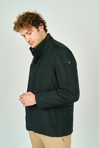 LUCAS Чоловічий пальто з застібкою-блискавкою та коміром-стійкою 4785 Зелений