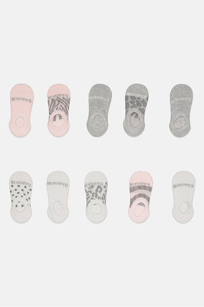 Danskin Kids Girl 10 Pairs Brand Logo Invisible Socks White
