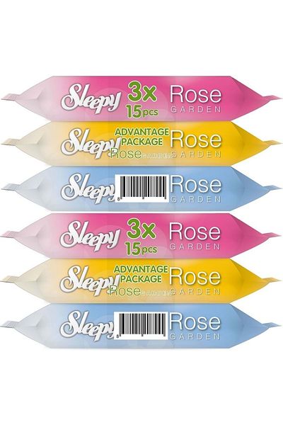 Sleepy 90 Sheets Wet Towels - Pocket Wipes (6 Pk*3) Rose/Garden