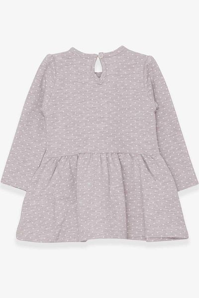 Breeze Girl's Long Sleeve Dress Glittery Printed Girl with Glasses 1-4 Years, Beige Melange