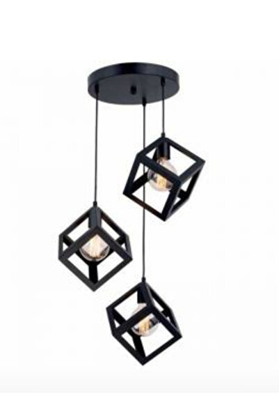 LBX LİGHTİNG BOX Yıldız Home Küp 3.lü Rustik Siyah Avize