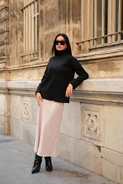 FOR YOU MODA Bluză neagră cu gât cu mâneci