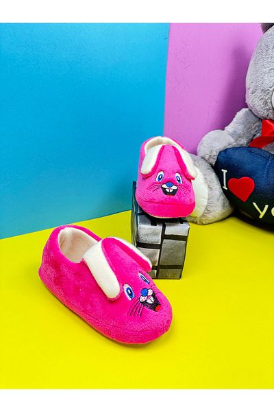 Nstil Παντόφλες Fuchsia Flexible Sole - Home Boots για κορίτσια και αγόρια, Rabbit Figured Patterned 361