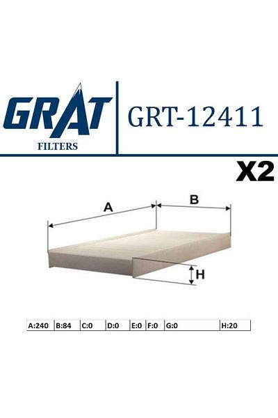 GRAT Double Cabin Filter - Citroen C-Elysee 1.2Vti 1.6Hdi / Peugeot 301 1.2Vti 1.6Hdi 2012 Model