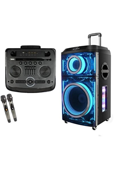 JUNGLEE DEV PARTY SPEAKER ÇİFT KABLOSUZ MİKROFONLU ŞARJLI BLUETOOTH HOPARLÖR ...