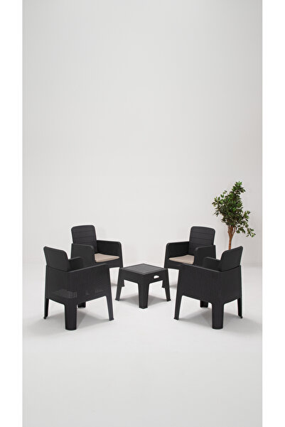 SANDALİE Apex 1+1+1+1+S Minderli Bahçe&Balkon&Teras Mobilyası – Antrasit